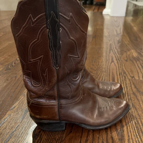 Lucchese Classic nubuck Brown Leather Cowboy western Boots size 10 vintage - Picture 2 of 12